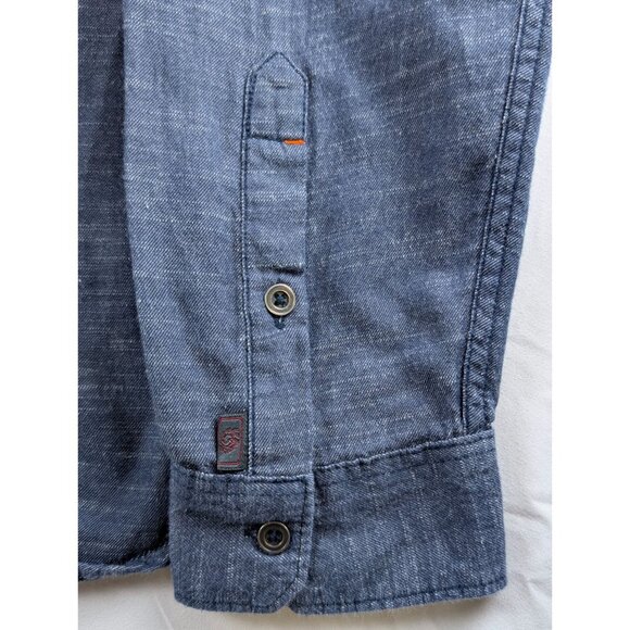 Buffalo David Bitton Mens Large Blue Denim Metal Button Up Long Sleeve Shirt - Picture 10 of 15
